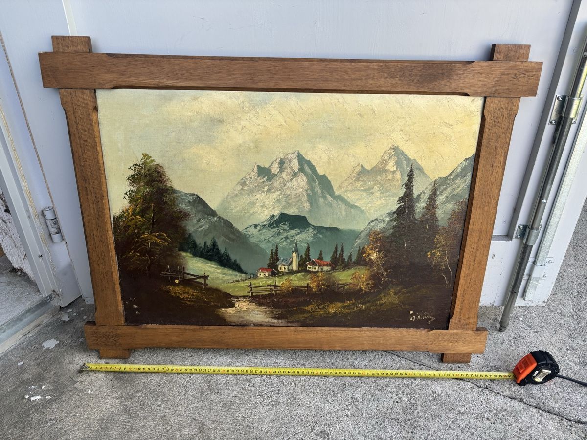 Gemälde: Gemälde, signiert, Berglandschaft, Holzrahmen, 1978. – Gebraucht aus Frauenfeld von Fubech