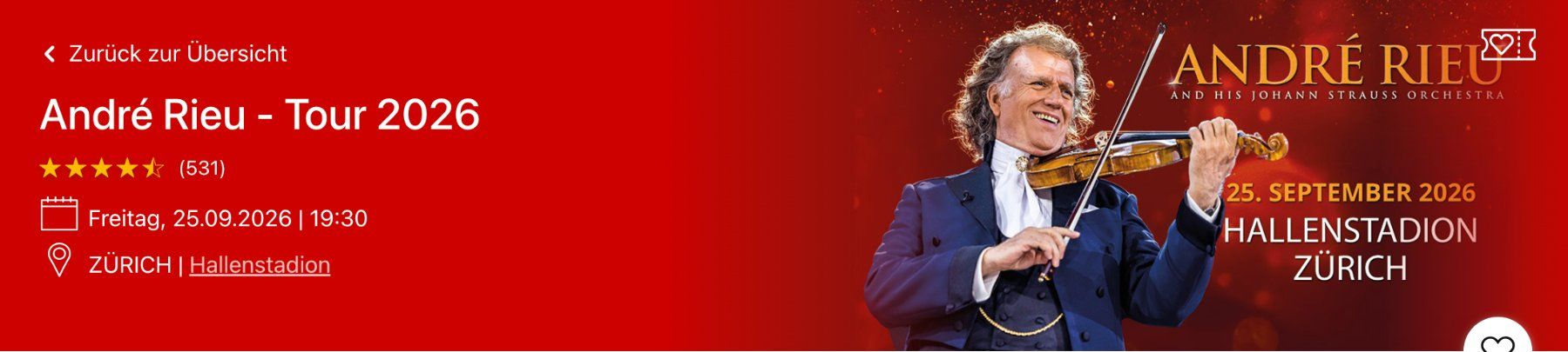 Biglietti: 2x Ticket André Rieu Zürich – Usato da Grabs venduto da Milmo-MW 1