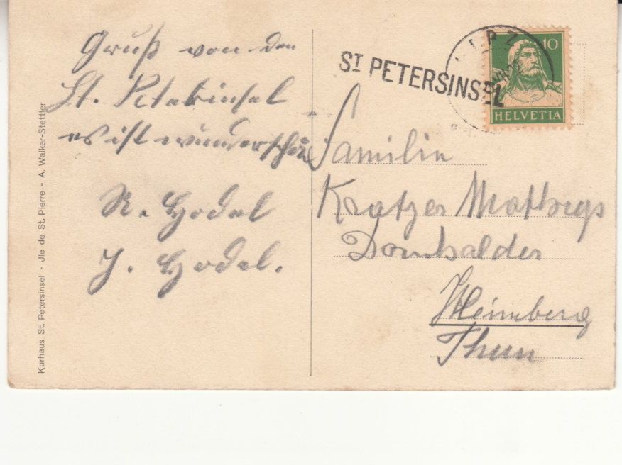 Cartoline postali: St. Petersinsel 1922 mit Stabstempel – Usato da Bürglen TG venduto da StampGraf 1