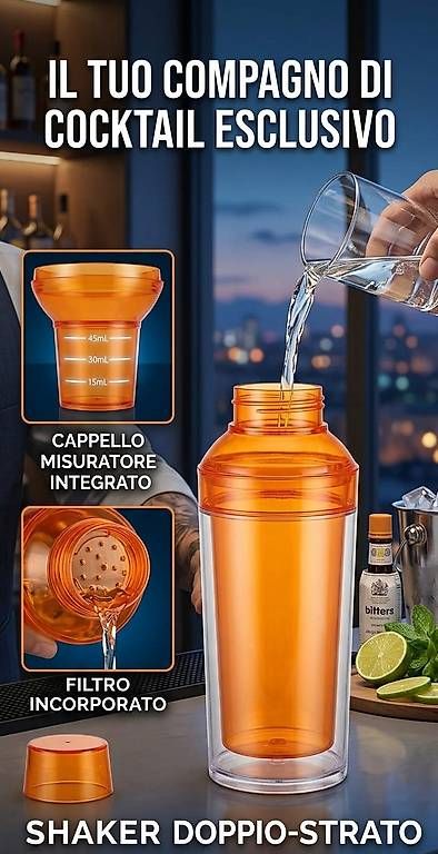 Carafes: Doppelwandiger Shaker mit Messbecher und Filter, 45 ml – Neuf (Voir description) à Curio par mia_vb5z