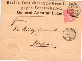 Brief , Basler Versicherungs Gesellschaft Agentur Luzern