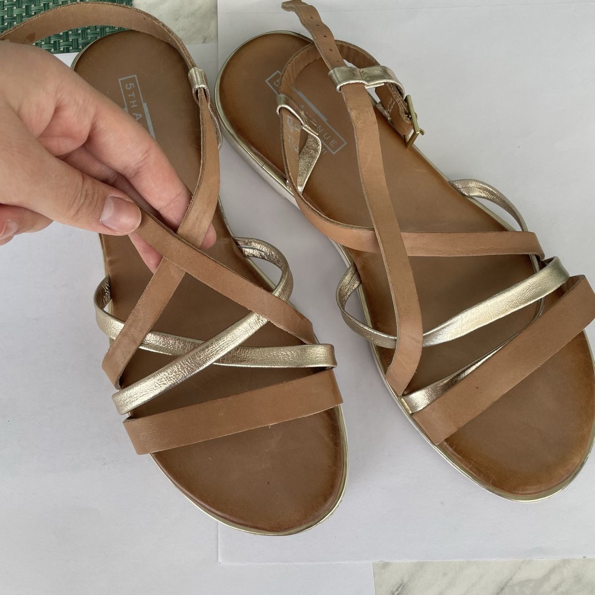 Scarpe da donna: Leder Sandalen Braun Gold 5th Avenue – Usato da Bellach venduto da Lapislazuli_blues 1