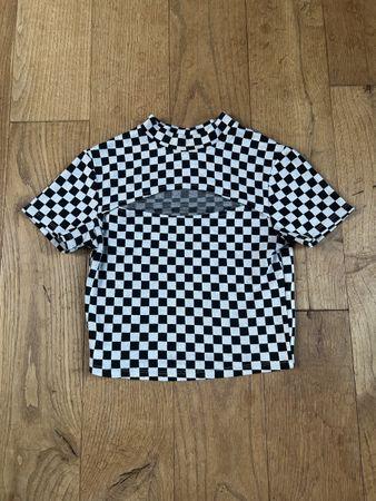 FB Sister Crop Top kariert schwarz weiss Grösse XS