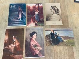 Antike Postkarten-Set, 6 Stk., Frauenbilder, Vintage-Deko...