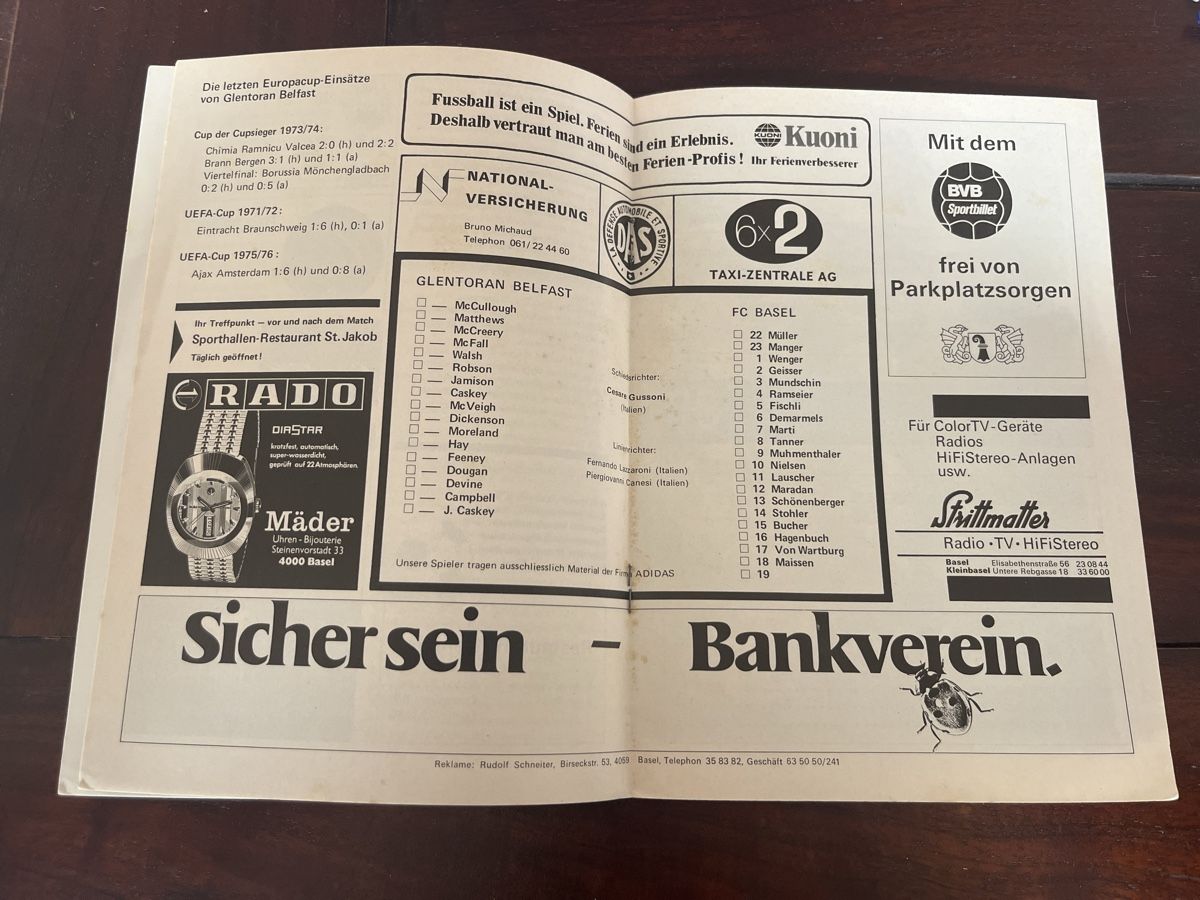 Zeitschriften & Magazine: FC Basel FCB Vintage Matchprogramm Glentoran Belfast – Gebraucht aus Wallisellen von theadicts77 1