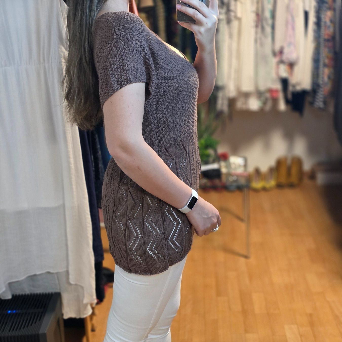 Camicette: Strickbluse braun mit Knöpfen Gr. 40/ L – Usato da Wald ZH venduto da CapLux 1