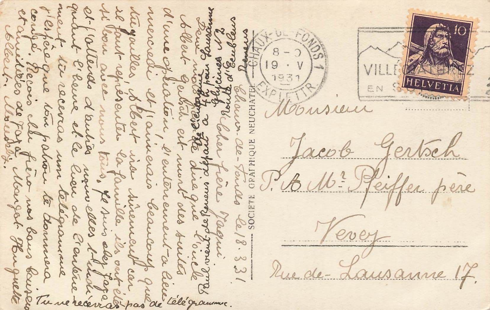 Cartoline postali: Chaux de fonds – Usato da Biasca venduto da Blenio71 1