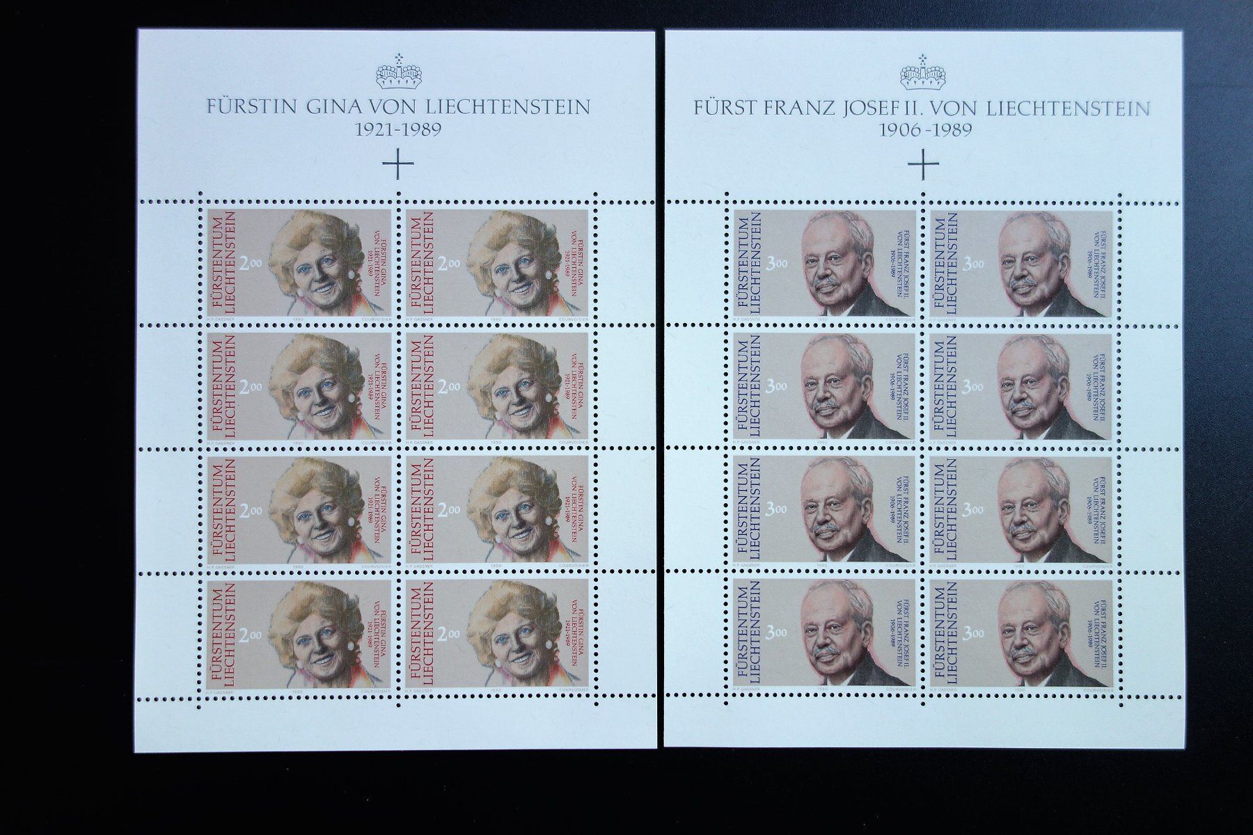 Alle Briefmarken: 1990 2 Kleinbögen Trauermarken ** – Neu (gemäss Beschreibung) aus Mettmenstetten von Sutasso