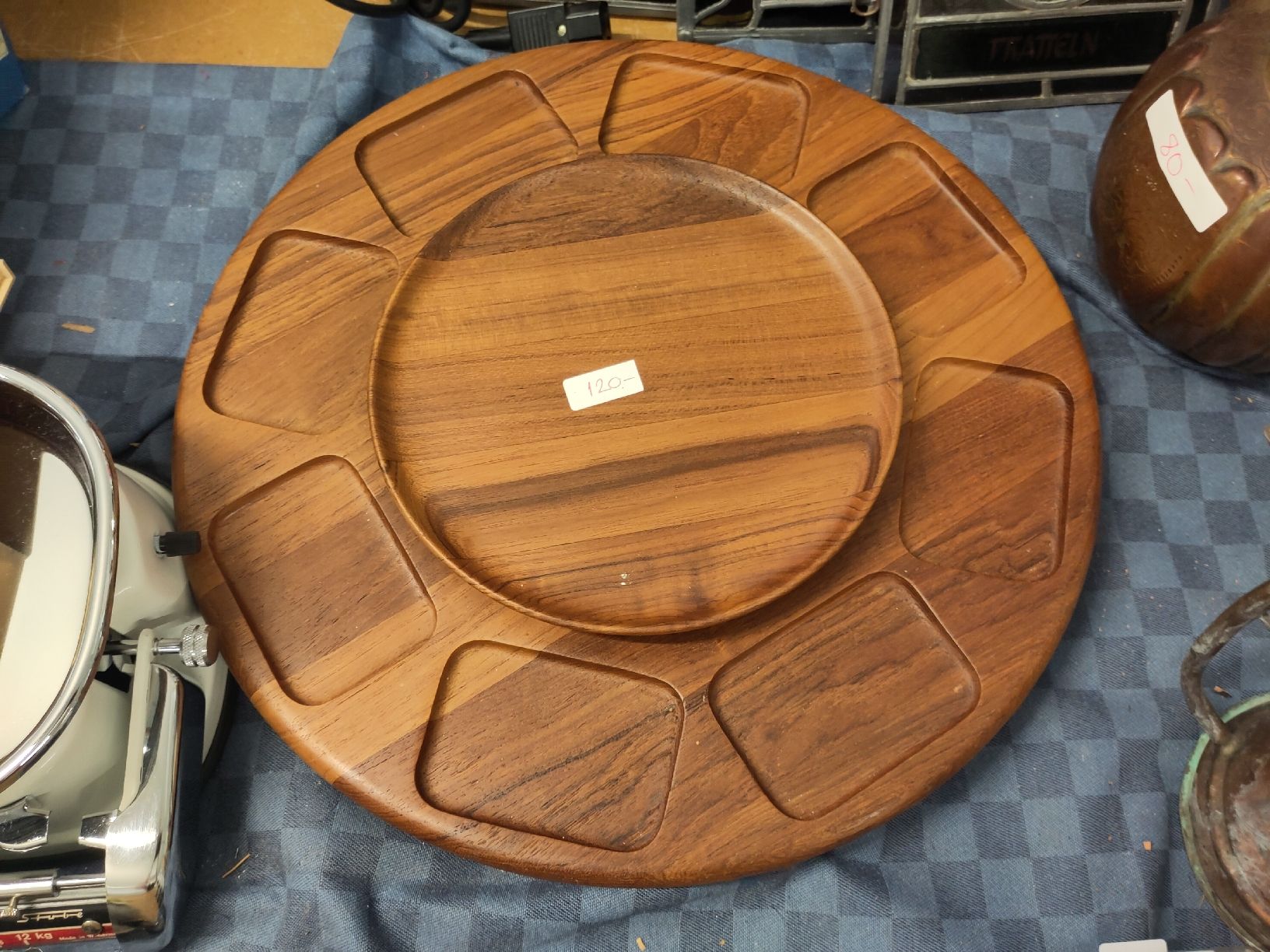 Piatti di portata: Dänisches Teakholz Drehtablett mit Glasschalen – Usato da Pratteln venduto da Cartonsducoeur_bl 4