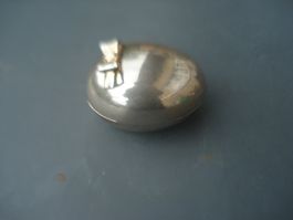 Metallei, Osterei, mit "Schlaufe" 335 Gramm, L 13cm, B 9cm