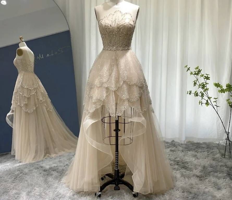 Kleider: Abendkleid beige Grösse 36/38 mit Perlen – Neu und originalverpackt aus Appenzell von mir_rqn6 4