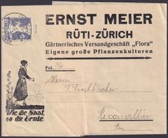 1928, illustr. Streifband ERNST MEIER RÜTI (ZH) SAAT +ERNTE
