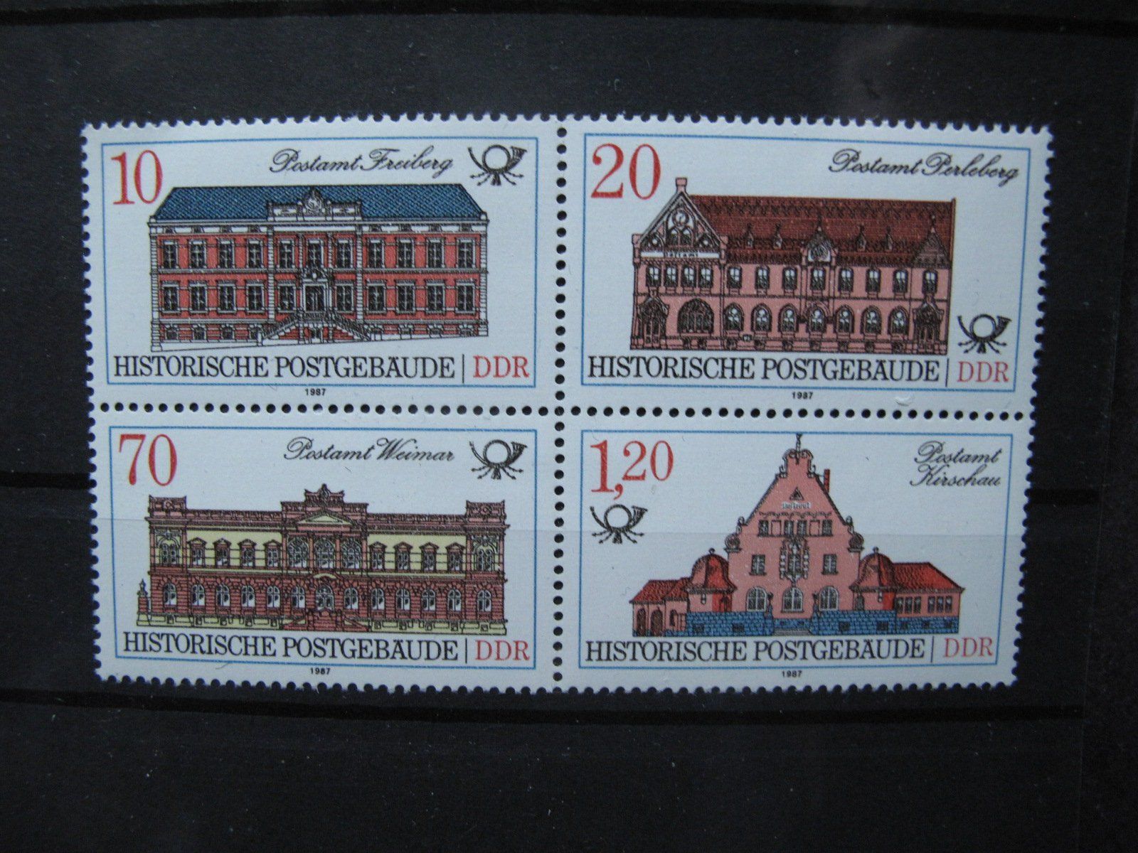 Tutti i francobolli: DDR 1987 Historische Postgebäude **BL – Usato da Wil SG venduto da fva01