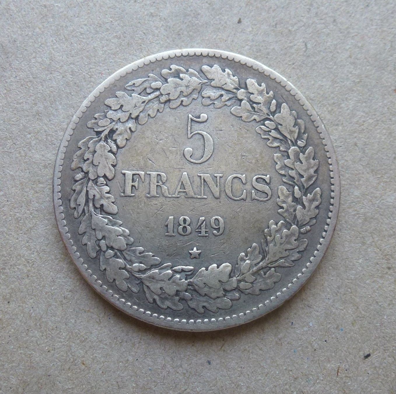 Alle Münzen: Belgien ++ 5.- Francs 1849 – Gebraucht aus Walkringen von Casablanca777 1
