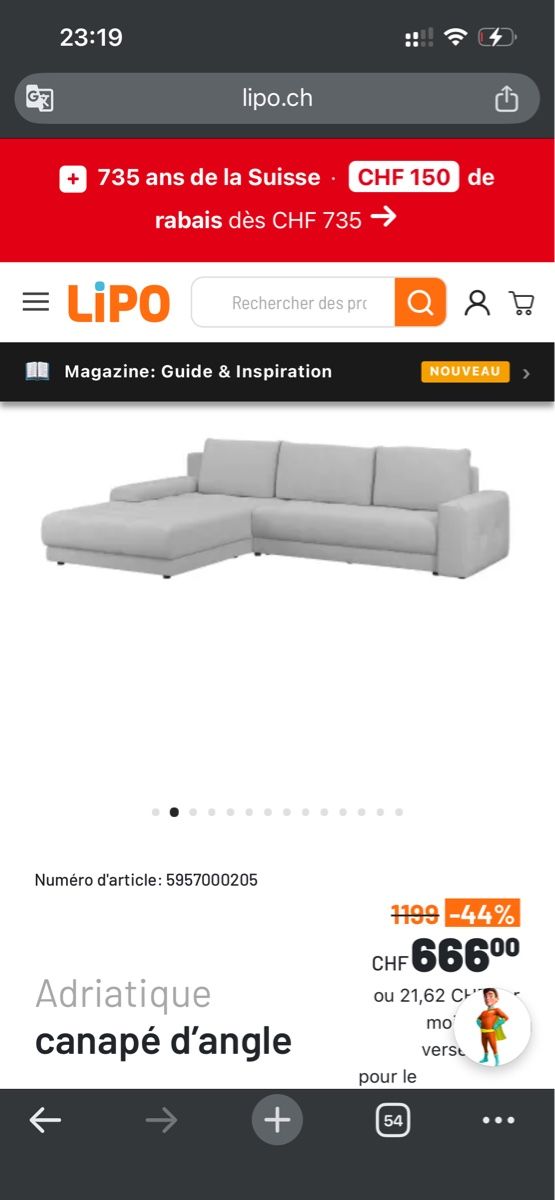 Divani: Lipo Adriatique Sectional Sofa Grey Storage good condition – Usato da Vevey venduto da jiaodianbd 1