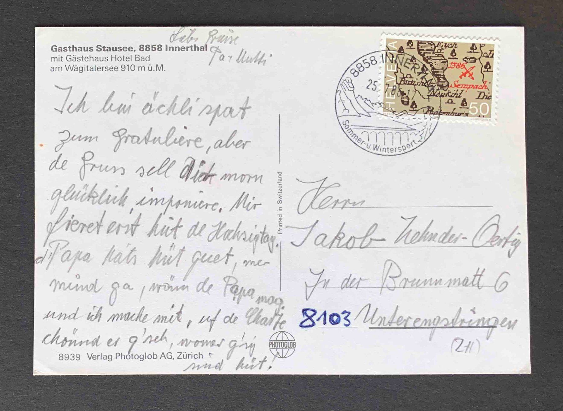Cartoline postali: AK Gasthaus Stausee Innerthal – Usato da Goldau venduto da artelier1 1