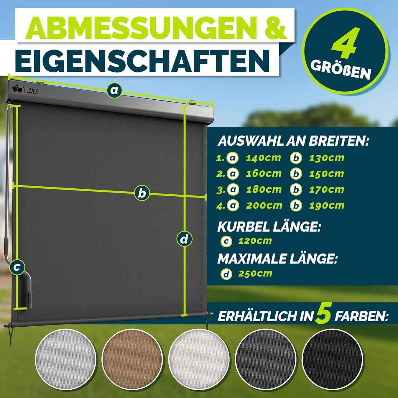 Markisen: Aussen-Senkrechtmarkise 200x250 anthraz. – Neu und originalverpackt aus Bottighofen von zaap 3
