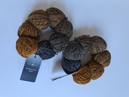 Schoppel Wolle 2x Zauberperlen mit Hanf, braun/grau/sand