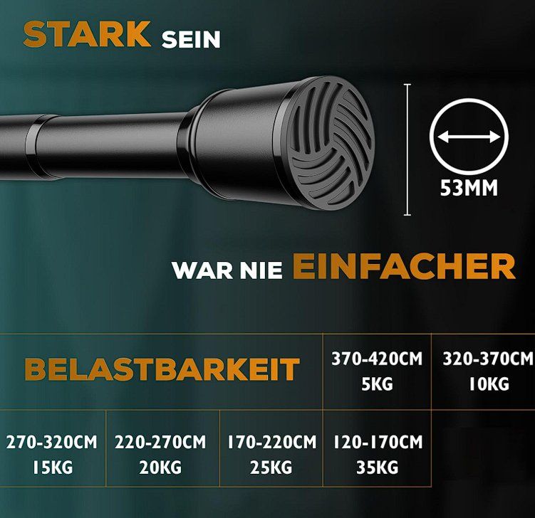 Sonstiges für Haushalt & Wohnen: Vorhangstange ohne Bohren 220-270cm – Neu und originalverpackt aus Adlikon b.Regensdorf von MK-VORHANGSERVICE 5
