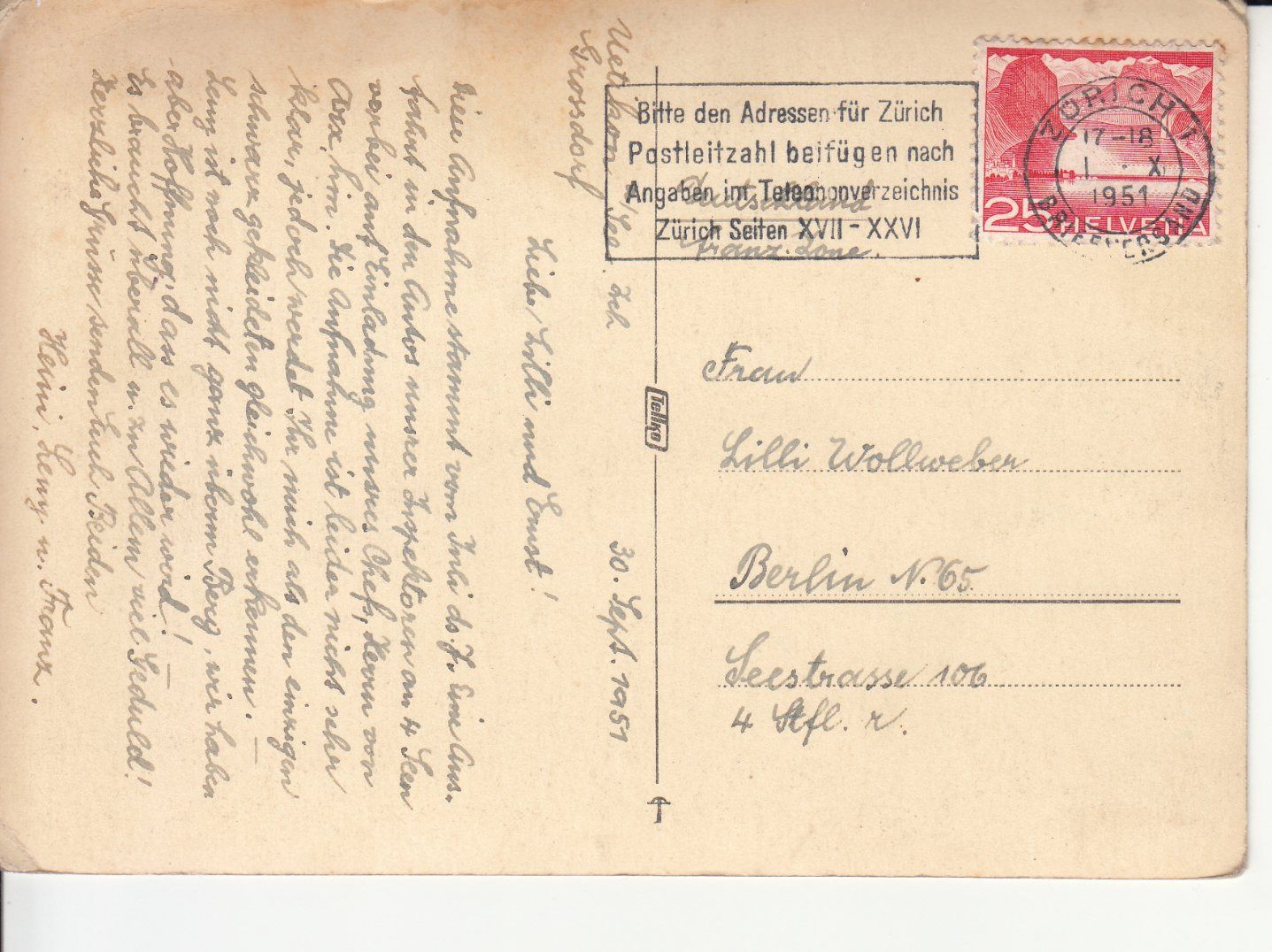 Cartoline postali: Uetikon a/See 1951 – Usato da Bürglen TG venduto da StampGraf 1