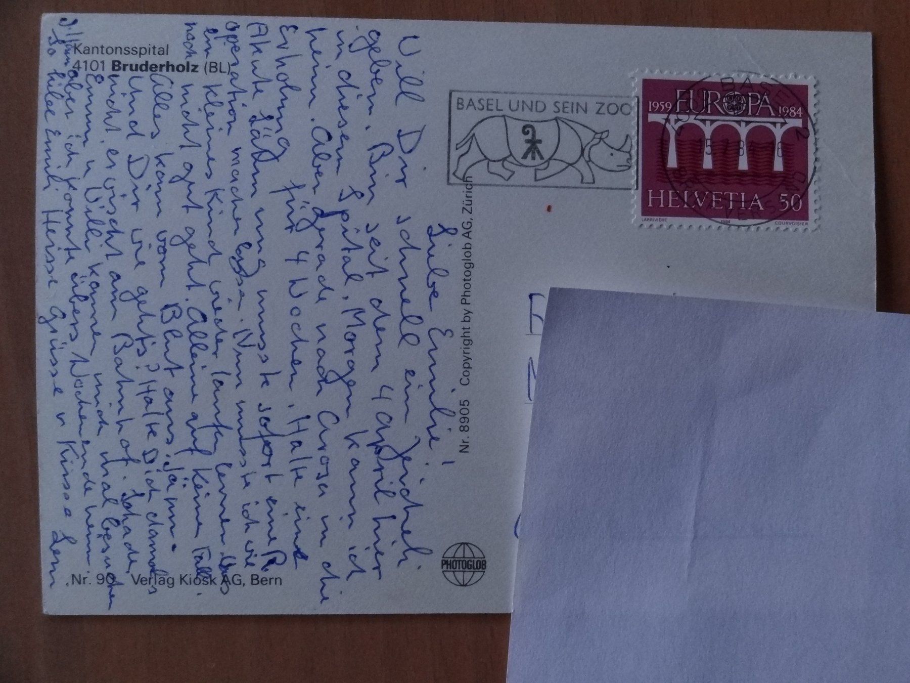 Cartoline postali: Bruderholz - Kantonspital - 1984 – Usato da St Léonard venduto da Riglin 1