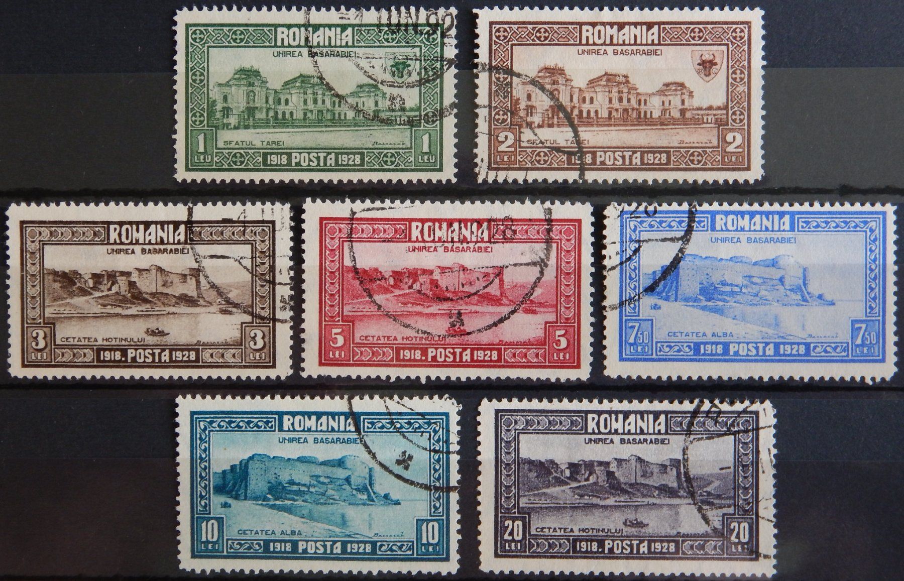Tutti i francobolli: Rumänien Kat. 329-335 gest. 1928 – Usato da Zürich venduto da Muehlekauf
