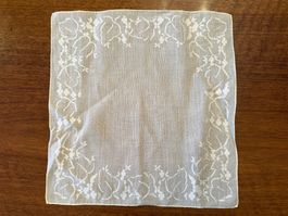Taschentuch Spitze weiss Baumwolle floral antik guter Zus...