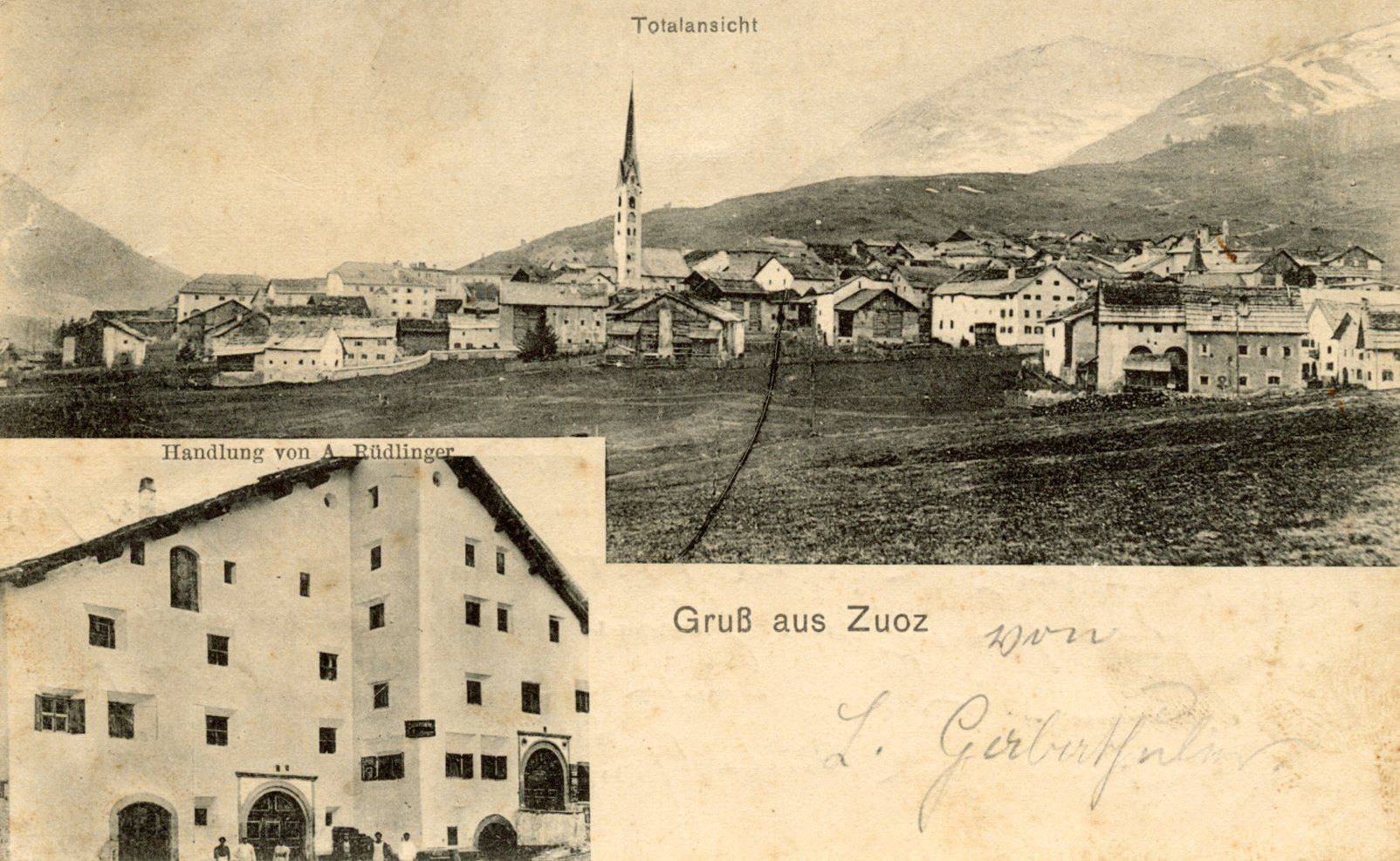 Cartoline postali: Zuoz  Engadin – Usato da Ruggell venduto da spalkur42