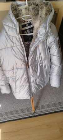Navahoo Winterjacke silber mit Kapuze gebraucht Zustand