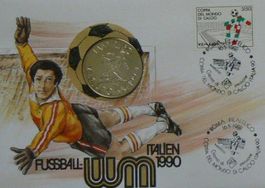 Numisbrief Fussball-WM Italien 1990 Münze