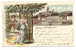 Gruss aus Schaffhausen - Munoth - Behüt Dich Gott Litho 1900