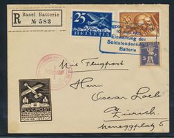 Flugbrief Soldatendenkmal mit Vignette 1925
