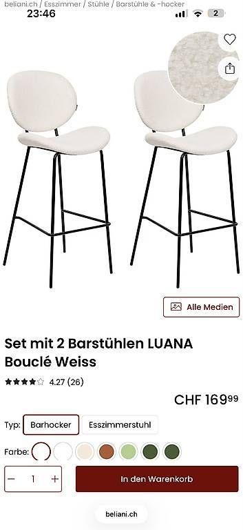 Sgabelli: 4x Barhocker-Stühle Boucle – Usato da Oberentfelden venduto da sanny_ 2
