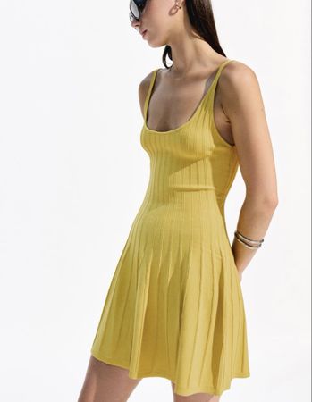 gelbes „STRAPPY" Ribbed-Knit/Jumper Kleid, Bershka, L
