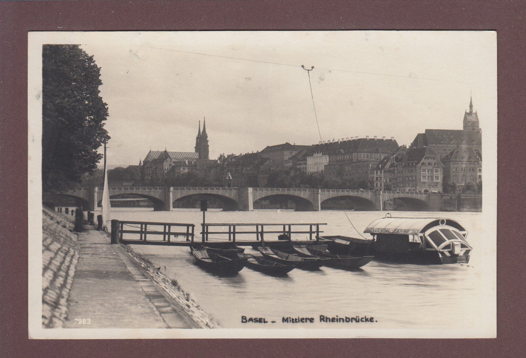 Cartoline postali: BASEL - Mittlere Rheinbrücke - 1929 – Usato da Pully venduto da nicecards