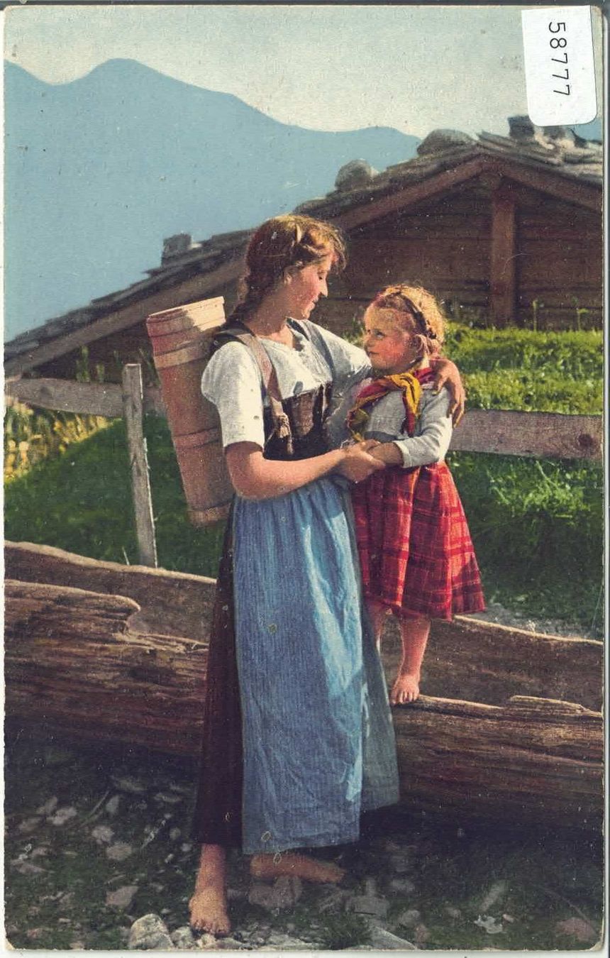 Cartoline postali: Berner Bäuerin mit Kind - Litho – Usato da Ettingen venduto da Kartenplanet