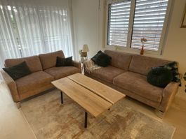 2er & 3er Sofa Samt in gutem Zustand