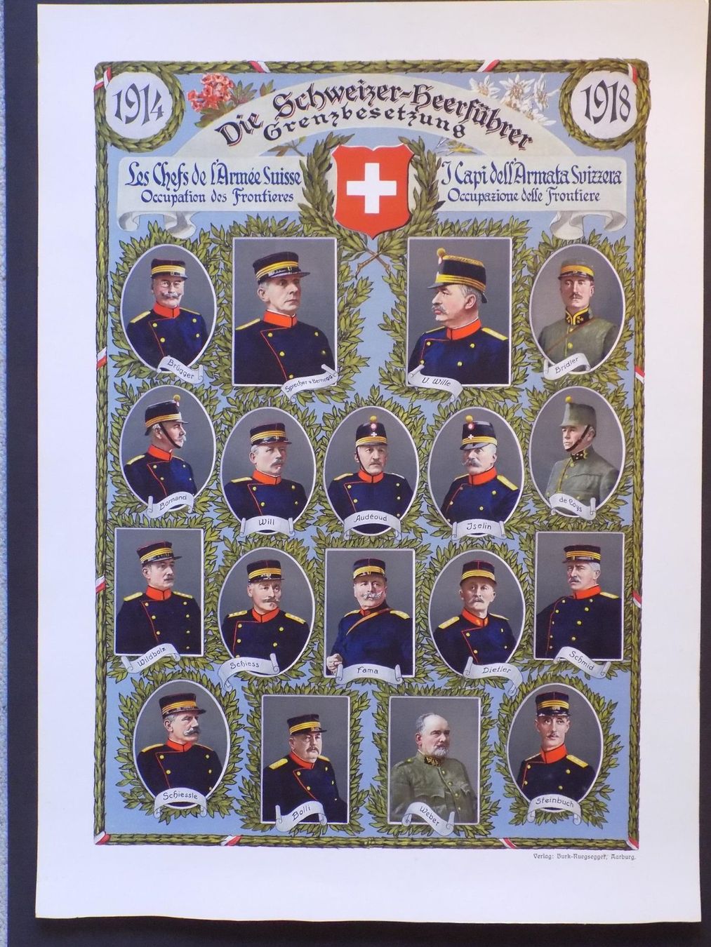 Stiche: Schweizer Heerführer Lithographie – Gebraucht aus Risch von Rischli15