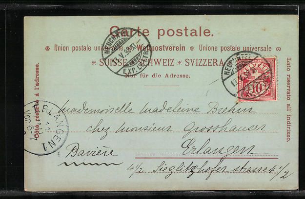 Cartoline postali: Mondschein-AK Neuchâtel, Strassenpartie – Usato da Berlin venduto da bartko-reher 1