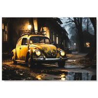 🖼️Gelber VW-Käfer Vintage-Druck–Nostalgie für dein Wand!🚗