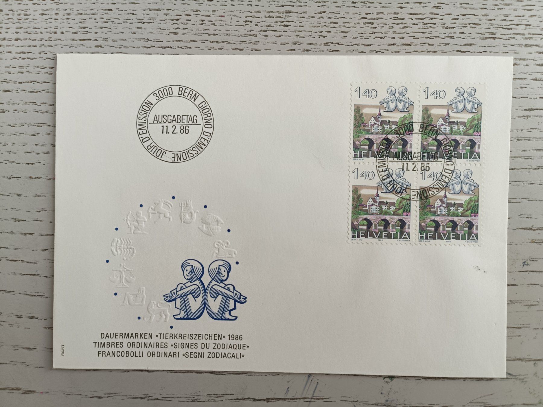 Alle Briefmarken: 1986 FDC Sternzeichen Viererblock – Neu (gemäss Beschreibung) aus Dübendorf von goeggi79