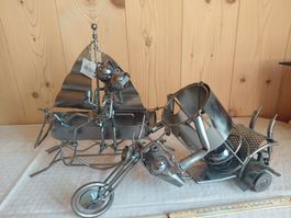 Weinflaschenhalter Dekoration Motorrad + Segelboot