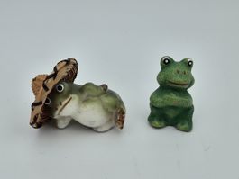 2 Frosch Figuren Keramik Frösche Deko Vintage Signiert 1988 