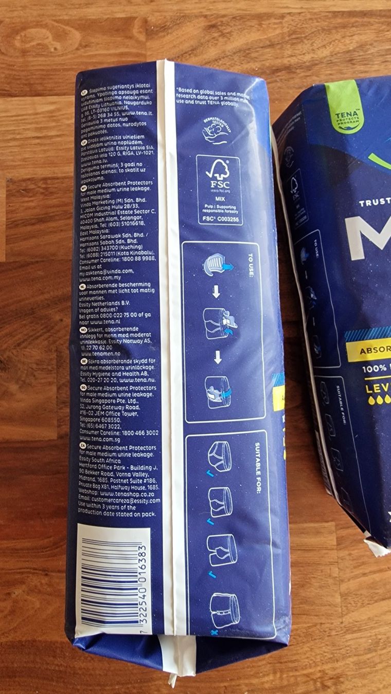 Windeleimer & Windeln: TENA Men Active Fit Absorbent Protector, Level 2. Binde Mann – Neu und originalverpackt aus Romanshorn von Niceflyer 2