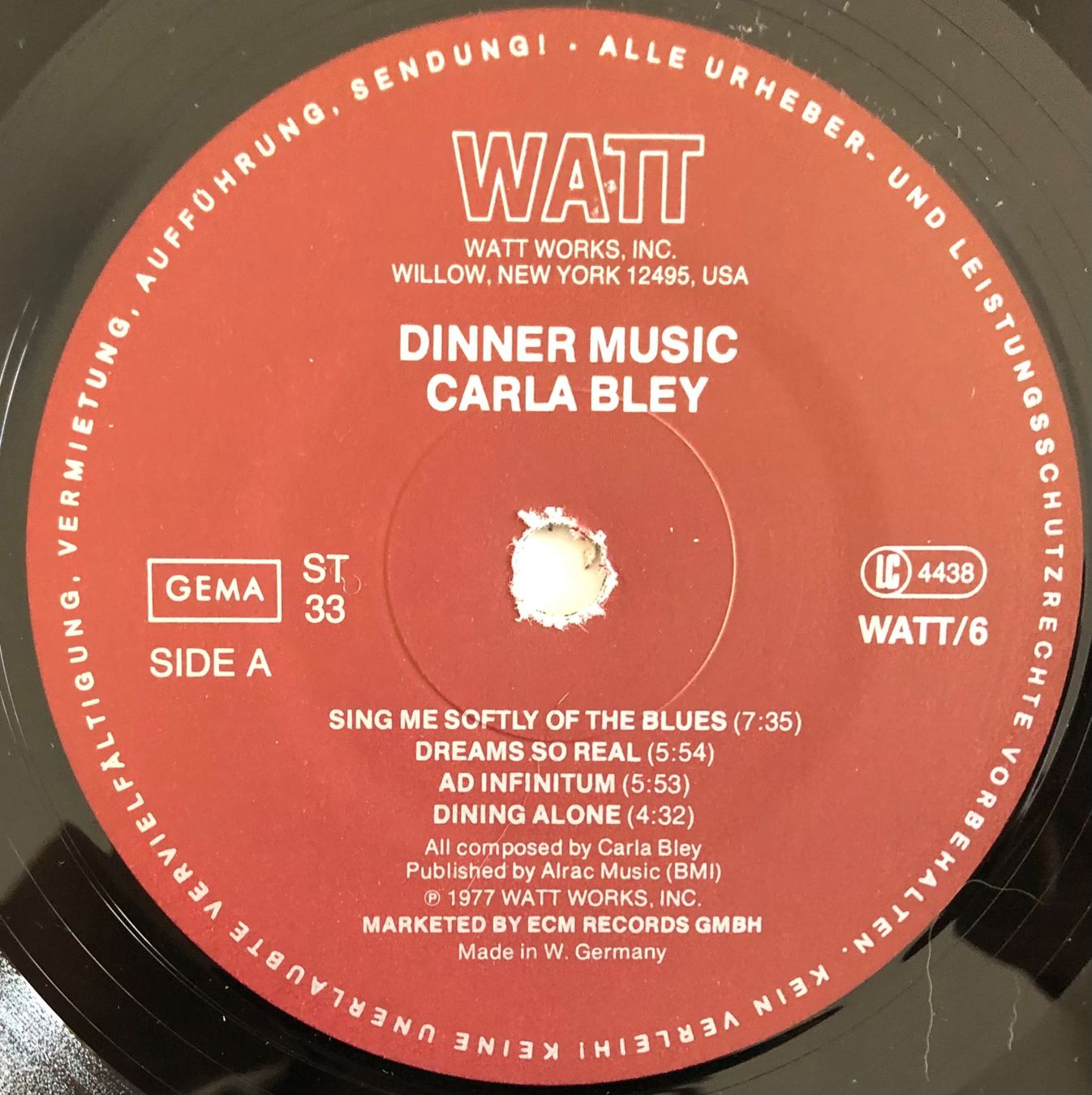 Schallplatten: CARLA BLEY - DINNER MUSIC – Gebraucht aus Poliez-Pittet von Newtown-Records 2