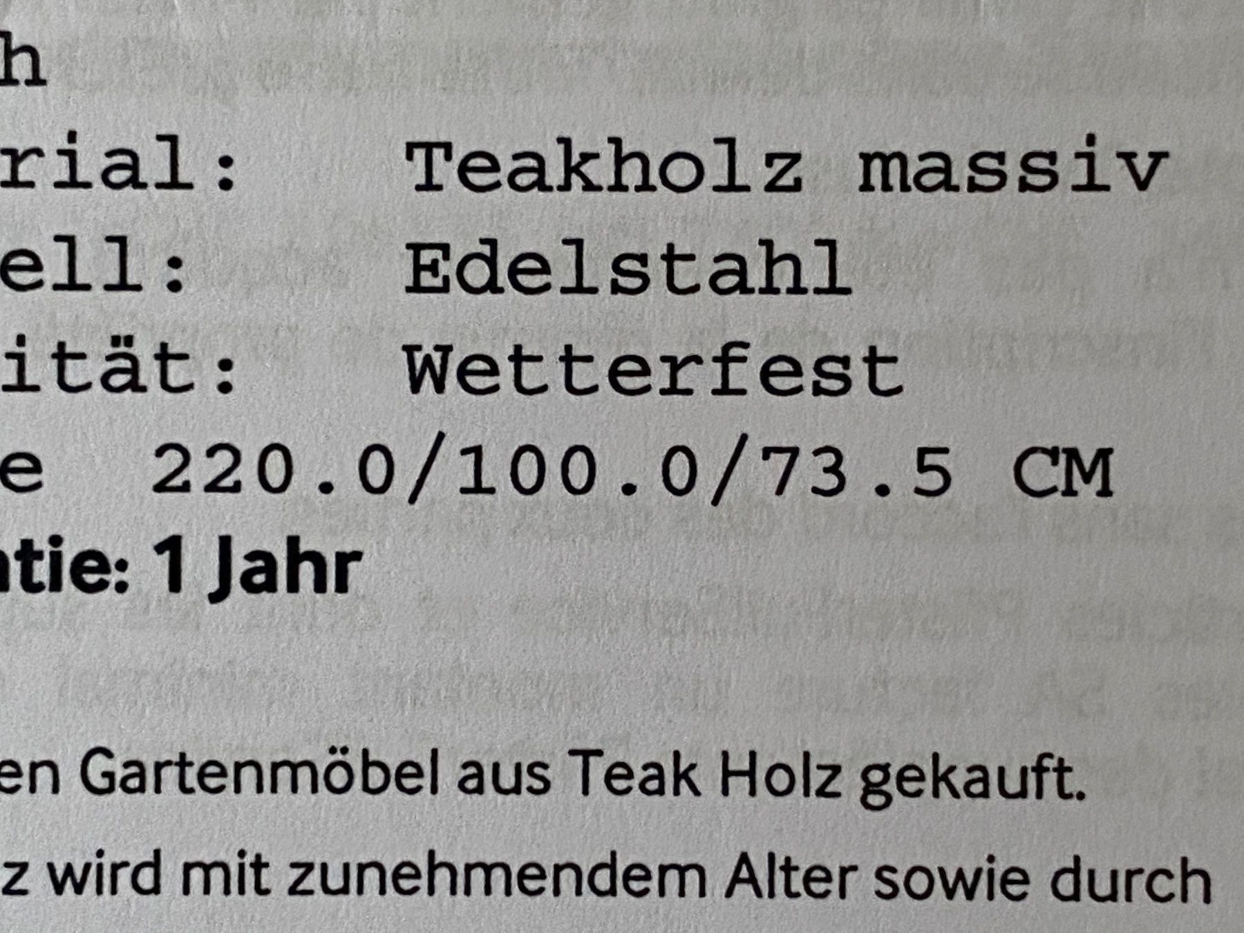 Gartentische: Teak Holz Gartentisch 220/100 – Gebraucht aus Schönenberg ZH von  8