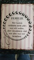 Metalschild mit Spruch zum Thema Familie