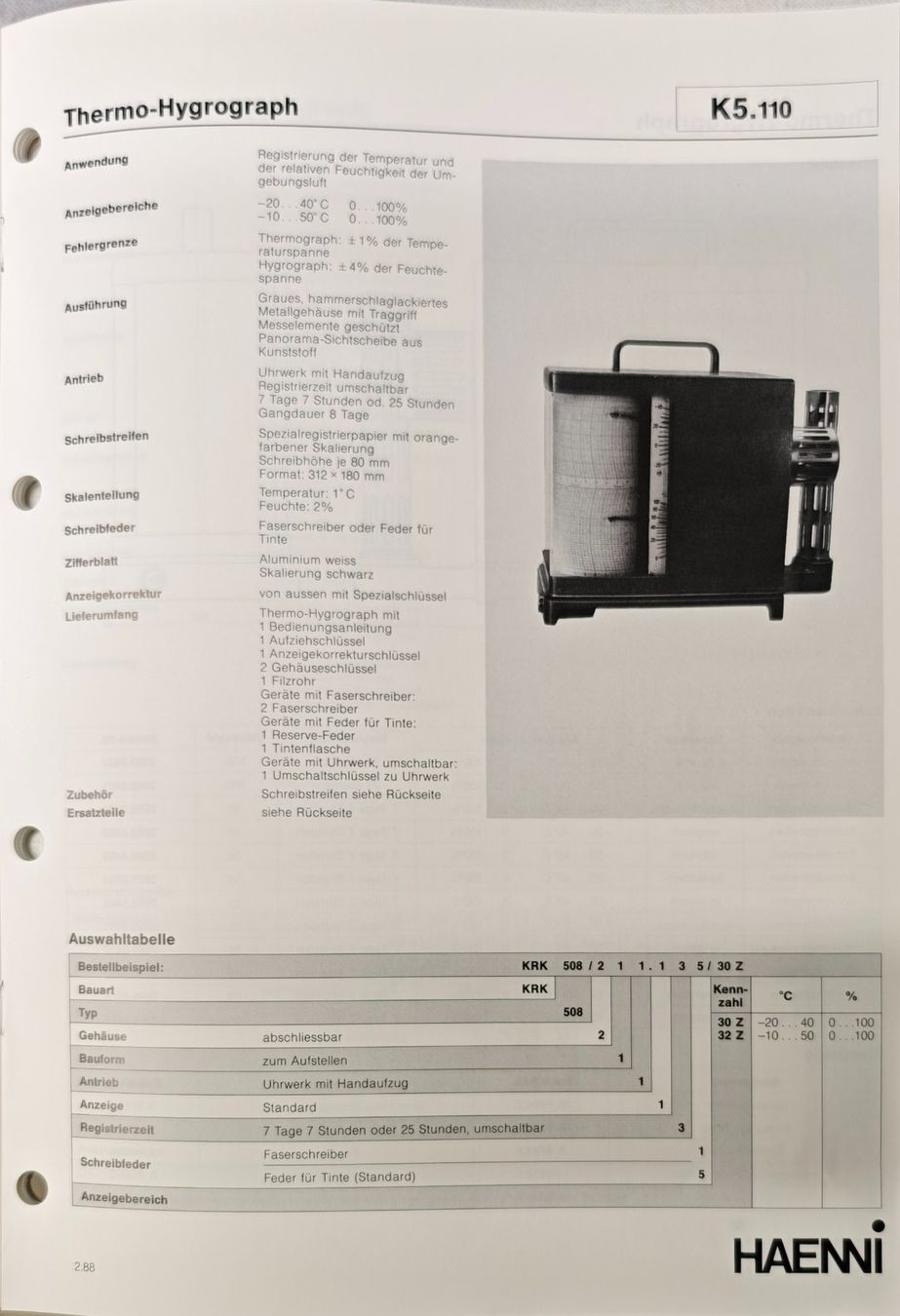 Haenni Misurare: Haenni Thermo Hygrogaph 1-175h – Usato da Oey venduto da Twal 6