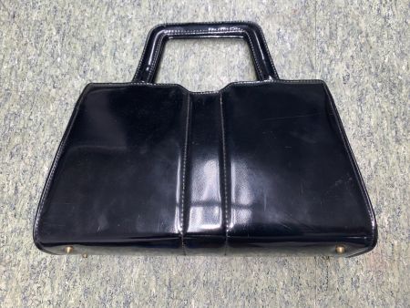 Handtasche Lackleder schwarz mit Metallverschluss Vintage...