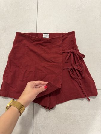 Burgundy Wrap Shorts with Ties XS
